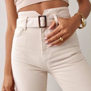 Reformation Cynthia Belted High Rise Straight Jeans
